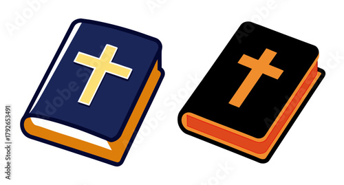 Two bibles with cross symbol religious sacred text christian symbol