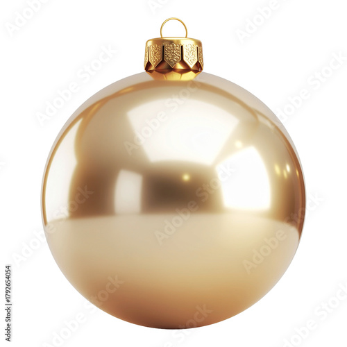 3D Golden Ball Isolated on Transparent Background