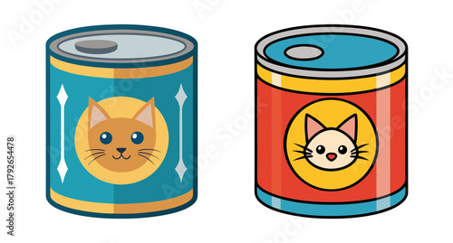 Two cans of cat food with adorable kitten faces
