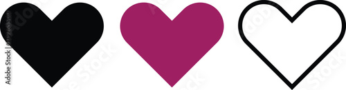 set of Hand Drawn Heart Silhouette, Love Symbol Vector Illustration