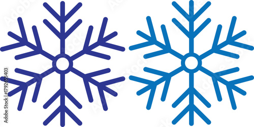 Two blue snowflake outline icons representing winter weather Vector
