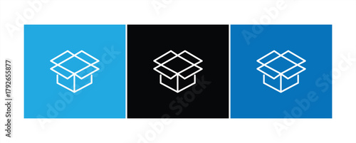 Cardboard box icon, open packaging, isolated on white background, vector illustration