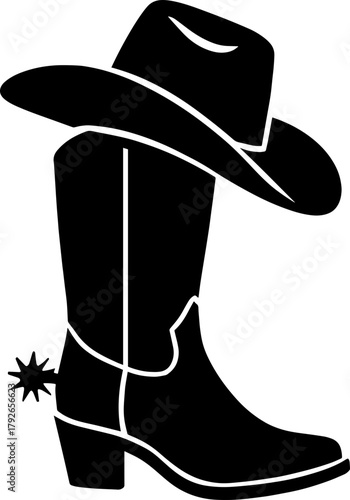 Cowboy Boot Hat Scalable SVG Vector Graphic with Editable Paths and Layers for Web, UI Design, Digital Art, and Print Applications