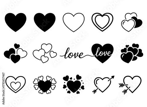 Collection of heart shapes for Valentine's Day