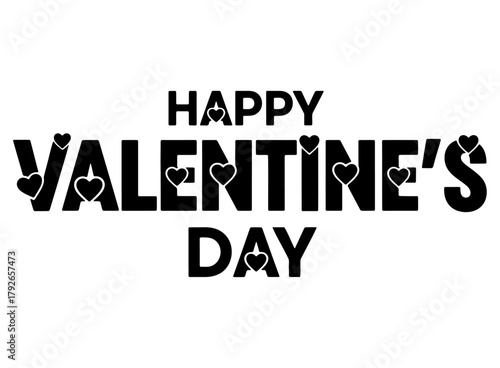 Happy Valentine's Day text with hearts vector graphics for social media posts and greeting cards