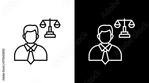 Lawyer  White Icon Set Design