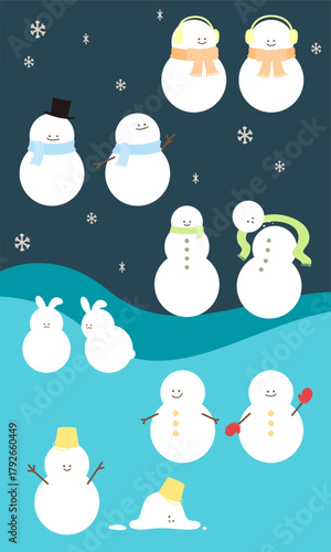 雪だるまがいっぱいセット