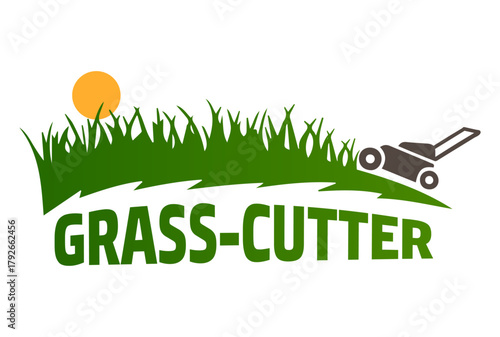 Grass cutter logotype vector illustration on white background. logo, vector, green, eco, grass, nature, cut, green, logotype.
