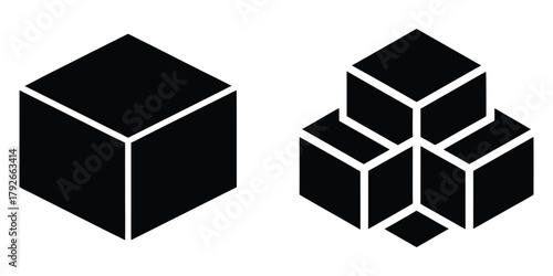 Conceptual isometric cubes abstract illustration minimal and geometric design art