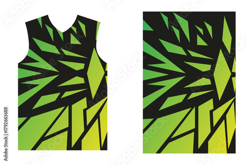 Dynamic green geometric sportswear jersey design