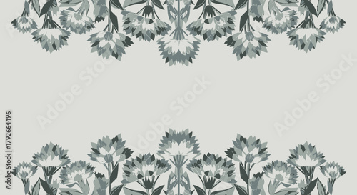 Elegant Floral Frame In Gray Tones With Space For Text