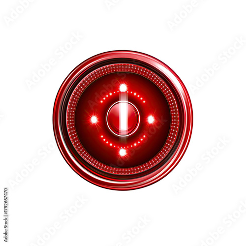 Red glossy power button with sparkles