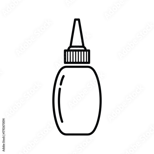 Black and white line art illustration of a glue bottle with a nozzle