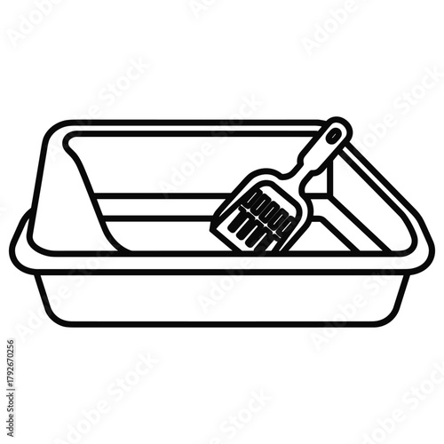 Cat litter box with scoop for cleaning and maintaining hygiene