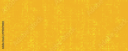 Yellow halftone gradient with a grunge texture background.