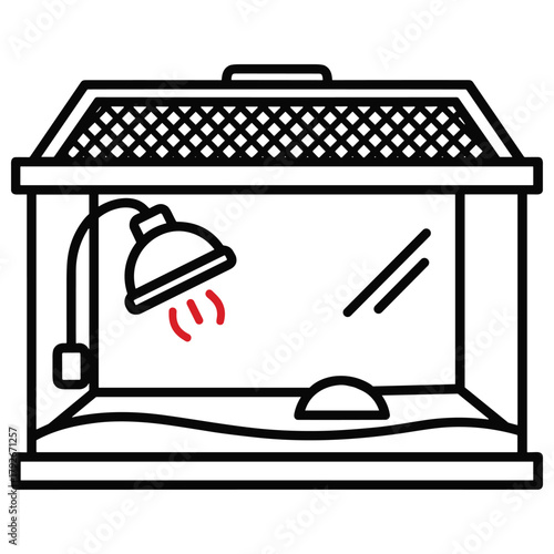 Terrarium line art icon for reptile or amphibian pet care
