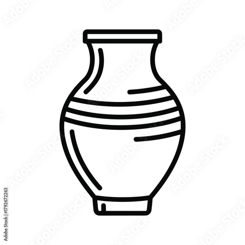 Classic ceramic vase with curved body and narrow neck