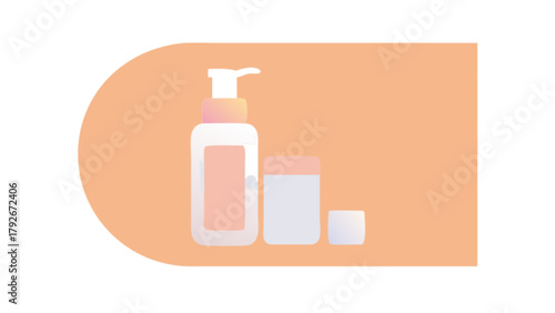 Beauty product skincare routine essential items flat design vector illustration for online store and blog