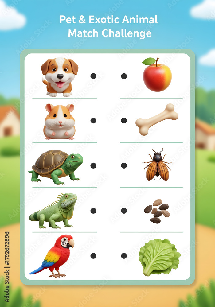 Fototapeta premium Pet & Exotic Animal Match Challenge