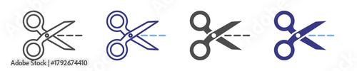 scissors icon set multiple style