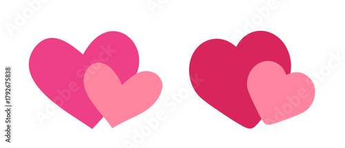 Heart shape flat vector illustration set.
Valentine's Day love element.
Hand-drawn heart pattern.
For celebrating Valentine's Day, Mother's Day or wedding.
White background.