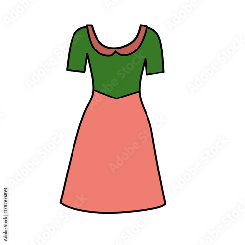 Elegant red silk fashion gown on a white mannequin object, isolated apparel design for women's beauty