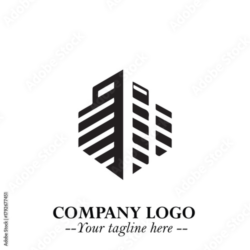 Wallpaper Mural Building Logo Symbol in Black on the White Background with Modern Minimal Architecture Design Torontodigital.ca