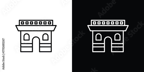 Arc de Triomphe icons. Editable Stroke. logotype design concept