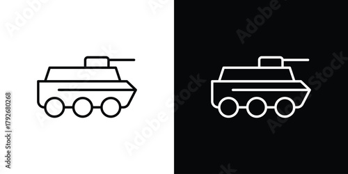 Armored vehicle icons. Editable Stroke. logotype design concept