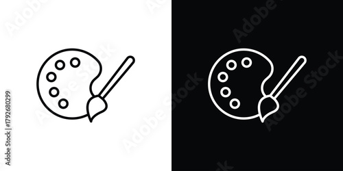 Artist color palette icons. Editable Stroke. logotype design concept