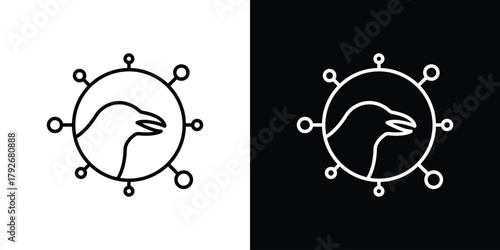 Avian Influenza icons. Editable Stroke. logotype design concept