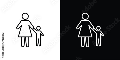 Baby sitter icons. Editable Stroke. logotype design concept