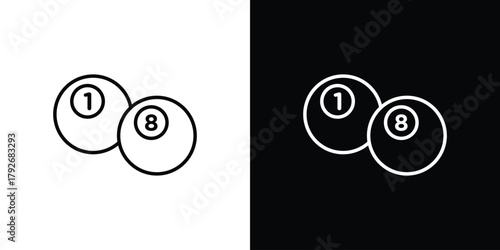 billiards icons. Editable Stroke. logotype design concept