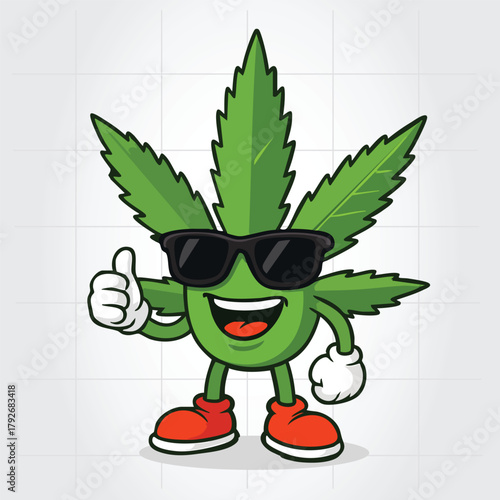 Cannabis Weed Mascot Cartoon Character Vector Template Logo