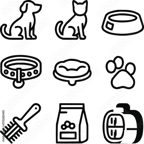 Thanksgiving Celebration Outline Icons  Turkey, Pumpkin, and Autumn Harvest
