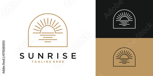 Sunrise logo design with beach