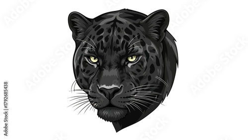Black panther head portrait intense yellow eyes dark fur with subtle rosettes