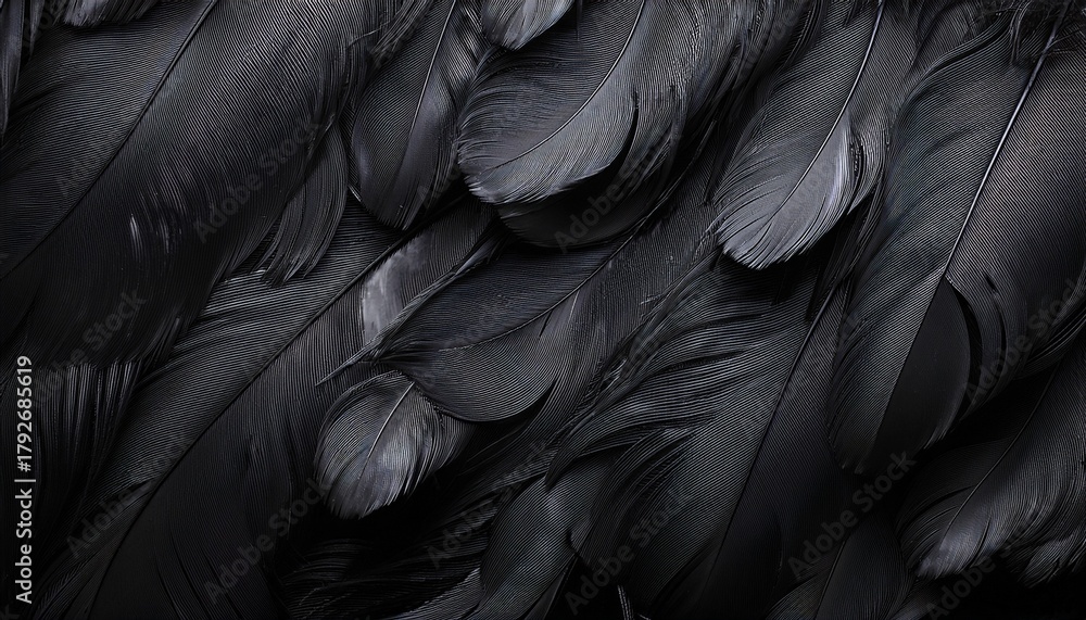 Obraz premium dark and moody black feathers background for an elegant mysterious look