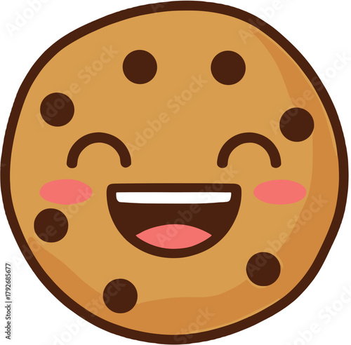 Cute Kawaii Loudly Laughing Chocolate Chip Cookie Emoticon