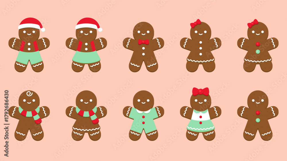 Fototapeta premium Dark Gingerbread Characters with Holiday Decorations