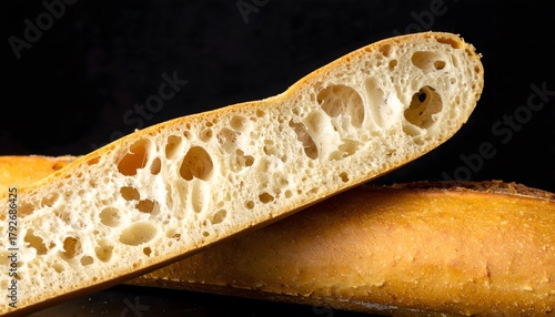 Detailed Cross-Section of Artisan Bread with Irregular Air Pockets