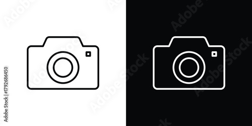 Camera icons. Editable Stroke. logotype design concept