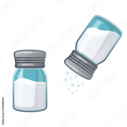 Vector pouring salt shaker simple style flat icon showing salting