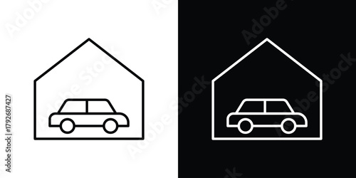 Car garage icons. Editable Stroke. logotype design concept