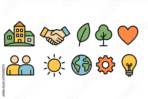Environment, sustainability flat icon set. Eco-friendly, nature conservation flat icons