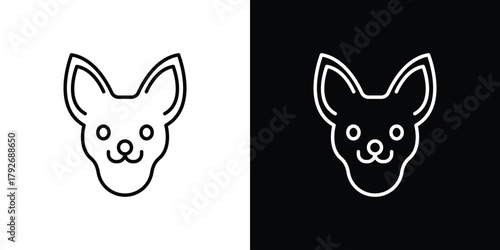 Chihuahua dog icons. Editable Stroke. logotype design concept