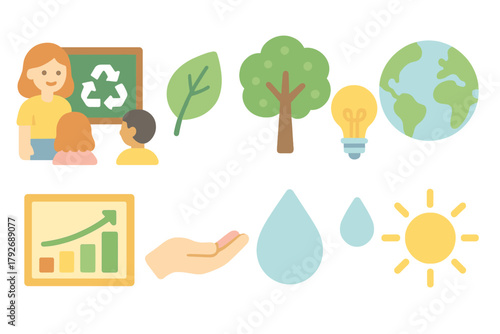 Sustainability, ecology flat icon set. Eco-friendly, environmental icons collection