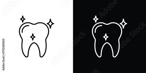 Clean teeth icons. Editable Stroke. logotype design concept