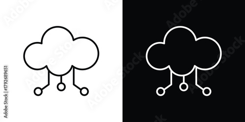 Cloud computing icons. Editable Stroke. logotype design concept