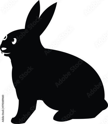 Silhouette of a Rabbit, A Simple Black and White Icon of a Rabbit on a White Background
